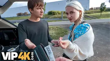 HUNT4K. Blonde babe was so sad so Hunter offered her fun and she loved to ride his big dick