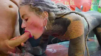 Pornstar Tattoo Artist gets Assfucked from Customer - hard Anal, ATM, facial cumshoot