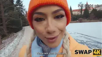 SWAP4K. A Sunday walk ended up as having a hot girl with in our bed, it was her first threesome