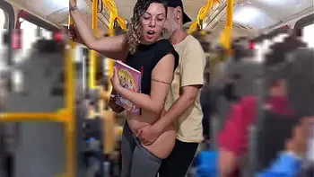 Slutty Student Gets Cumshot in Public on the Bus