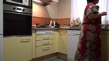Horny Stepmom Tells Stepson To Lick Her Pussy In The Kitchen