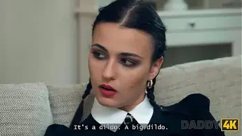 DADDY4K. FUCKING SLUT dressed as WEDNESDAY is masturbating to get DADDY'S BIG BLACK COCK