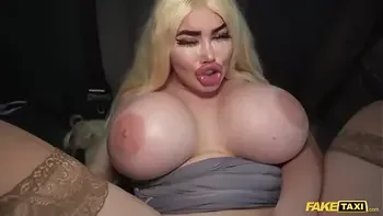 Fake Taxi Blonde with super big boobs and a massive ass fucked on the backseat