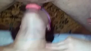 Wife deepthroat bulge fuck and creampie