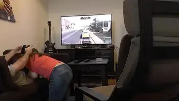 Sucked off Playing XBOX. Britney Swallows Gamer Blowjob & Big Swinging Tits