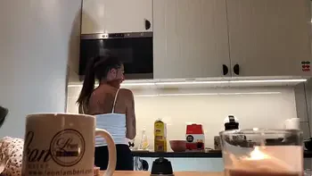 Perfect Pokies on the Kitchen Cam, Braless Sylvia and her Amazing Nipples