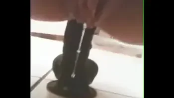 Black dildo vibration in the ass make pussy drool