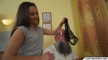 cute babe blows old man