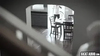 Horny petite brunette teen sucks a perverted guys cock