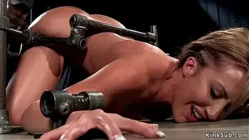 Hottie begs master to cum in bondage