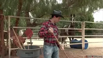Cowboy rough bdsm fucks slut on ranch