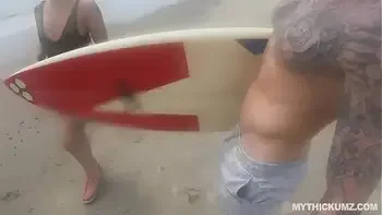 Thick Latina gags on random cock from the beach