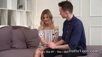 Lovely teen Tieny Mieny squeaks while losing virginity