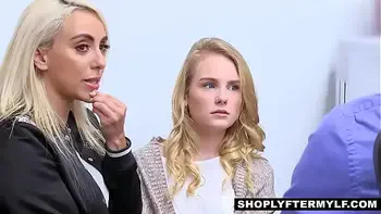 Two blonde hottie shoplifter chick punish fucked