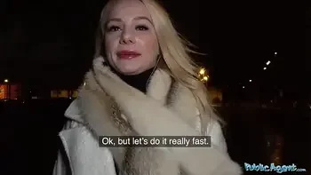 Public Agent Sexy blondes tight shaven pussy filled with cum