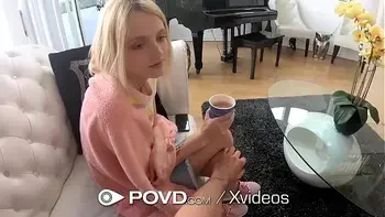 POVD Little blonde BENDS OVER for huge dick