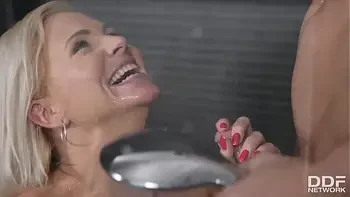 Cock-hungry bombshell Kathy Anderson deep throats boyfriend's big hard dick