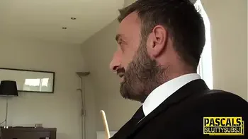 Busty submissive in heels