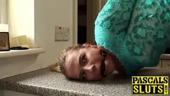 Hot fuck with tied up bitch that has gag ball in her mouth