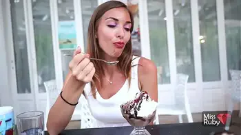 Wearing Vibrating Panties In Public Place - Hot Orgasm In Restaurant During Dessert
