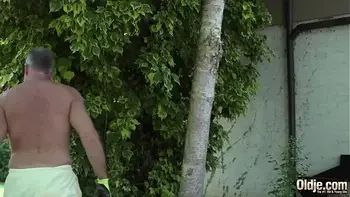 Amazing babe blowjob and hot deep pussy fucking with grumpy grandpa