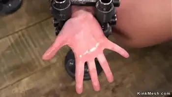 Huge boobs brunette in device bondage