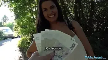 Public Agent Chloe Lamour gets her big boobs jizzed on for cash