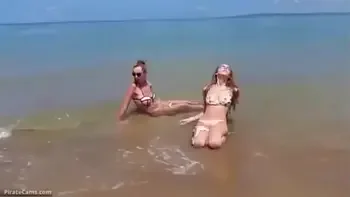 Two Girls have a Fun Time at the Beach
