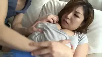 Japanese step mom by while cleaning
