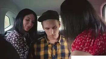 Risky sex in the car 3some oral creampie