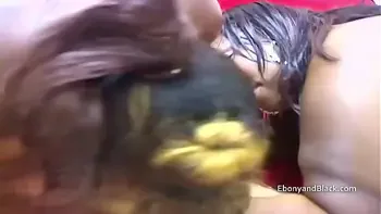 Heavyweight black BBW's suck on white cock