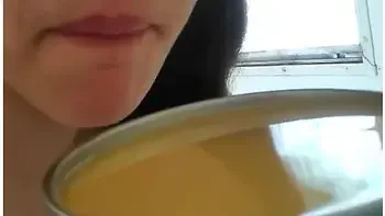 Nudist Crazy White Girl Only Fans Cam Slut Drinks Morning Coffee Lunatic