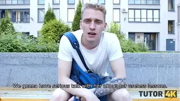 TUTOR4K. Student likes the way teacher sucks and works vaginal muscles