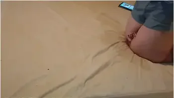 Adorable Girl Wets Her Jeans On Her Bed While Playing On Her Phone :3