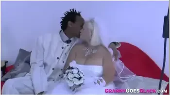 Busty Granny Bride Rides Black Dick
