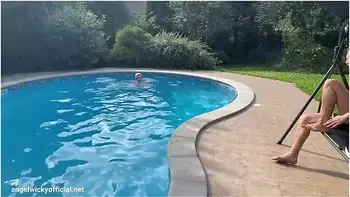 Angel Wicky And Wicky Angel In Fucking My Stepson, Anal By Pool