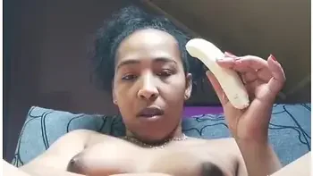 She Just Love To Play With Fruits And Eat It All With Taste Of Pussy