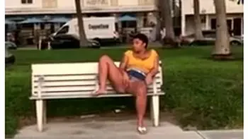 Touching On Herself Outside On South Beach