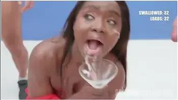 Beautiful Black Girl Gets 47 Cumshots Bukkake