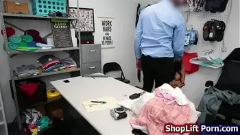 Tiny asian thief sucks a big black cock