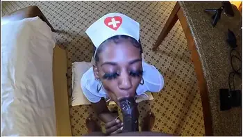 Petite Ebony Nurse Santana Knew How To Make Bbc Feel Better. Sloppy Blowjob!!!