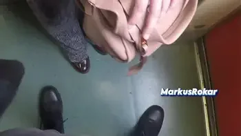 Horny Married Bulge Watcher Milf Touch my Cock at Subway!