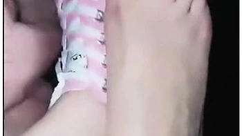 Slave Cums A Huge Load After Shoejob With Sneakers Converse All Star