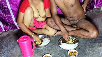 Indian Husband And Wife Eat Food