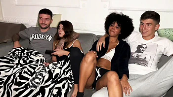 Selva & Valentina Lapiedra Foursome Swap - Two Big Cocks Gagging Deep Throat