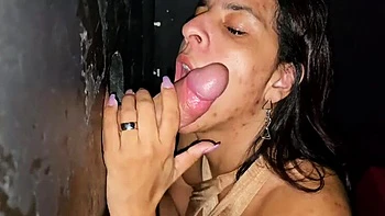 Kel Abate Gloryhole Blowjob - Swallowing Strangers Cum in Amateur MILF Scene