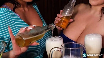 Korina Kova & Selena Adams Big Tits Bar Party - Lesbian Latina Babes in Dresses