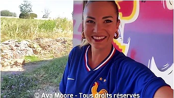 Giant Bukkake - French Slut Sucks Strangers For Euro 2024 Of Football With Ava Moore