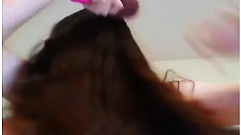 Hairy Hairbrushing Brunette Camgirl Brushes Head Hair Talks About Squirting On W Bad Dragon