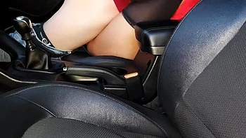 Step Mommy Fucks Taxi Driver in Public Car - Horny Mature in Lingerie Gets Wet Outdoor Orgasm